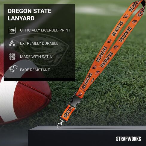 Oregon State Beavers - Satin Keychain Necklace, Oregon State ID Badge Holder - 1 Inch, Carbon Print in Saudi Arabia