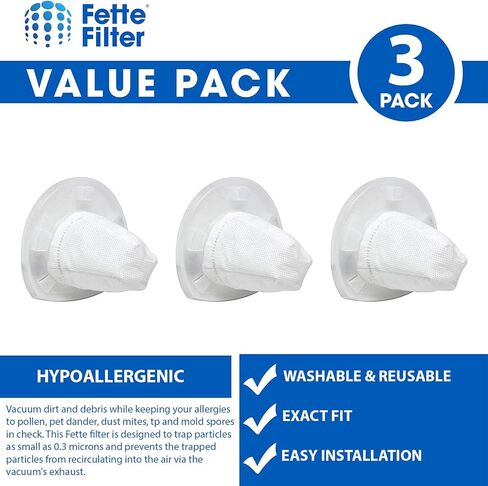 Fette Filter - Hand Vac Filters Compatible with Black + Decker VF110. Compare to Part # VF110, 90558113-01. (Pack of 3) in Saudi Arabia