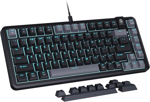 75% Mechanical Gaming Keyboard, LED Backlit Wired Mechanical Keyboard with 3 Stage Adjustable Feet, Linear Red Switch with Sound Absorbing Foams, Compatible with WIN/MAC/IOS, Black Keyboard in Saudi Arabia