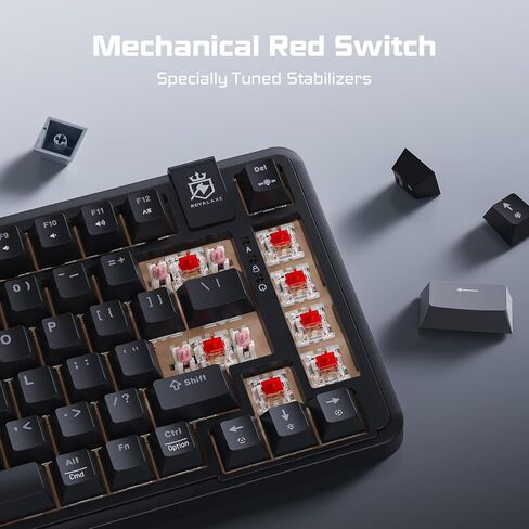 75% Mechanical Gaming Keyboard, LED Backlit Wired Mechanical Keyboard with 3 Stage Adjustable Feet, Linear Red Switch with Sound Absorbing Foams, Compatible with WIN/MAC/IOS, Black Keyboard in Saudi Arabia