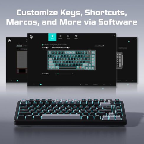 75% Mechanical Gaming Keyboard, LED Backlit Wired Mechanical Keyboard with 3 Stage Adjustable Feet, Linear Red Switch with Sound Absorbing Foams, Compatible with WIN/MAC/IOS, Black Keyboard in Saudi Arabia
