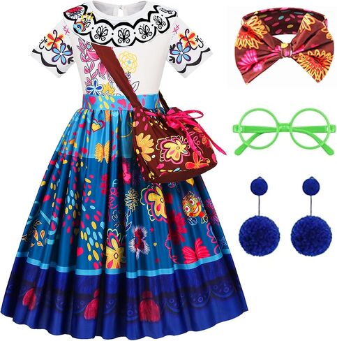 Encanto Costume for Girls Mirabel Magic Family Princess Dress up for Kids Fancy Dresses Birthday Halloween in Saudi Arabia