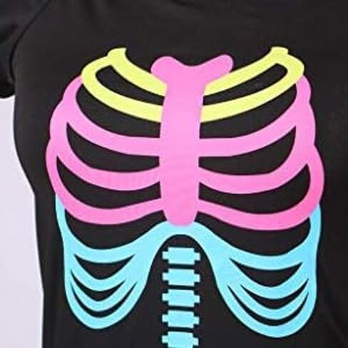 Girls Skeleton Costume Punk Bones Tutu Rainbow Dress Halloween in Kuwait