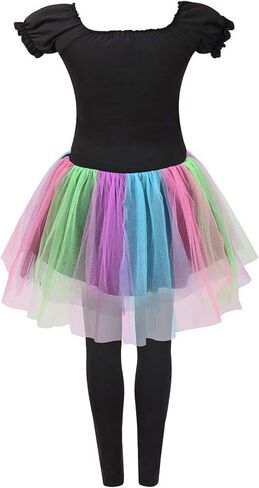 Girls Skeleton Costume Punk Bones Tutu Rainbow Dress Halloween in Kuwait
