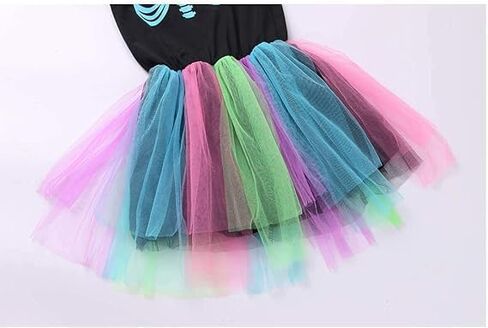 Girls Skeleton Costume Punk Bones Tutu Rainbow Dress Halloween in Kuwait