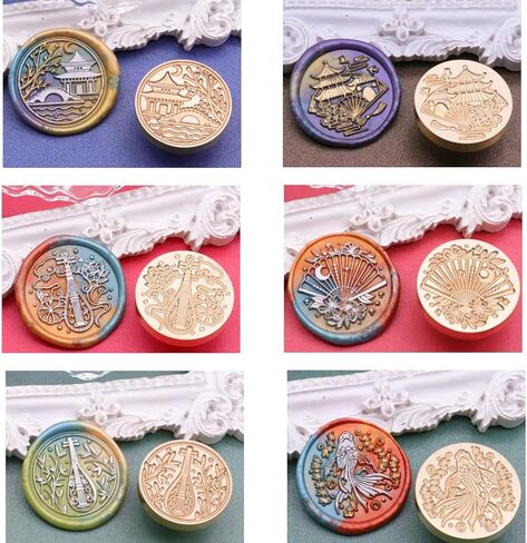 Wax Seal Stamp Kit, ONWINPOR 6pcs Rose Flower Wax Stamp Set Rose Sealing Stamp No Handle, Great DIY Sealing Wax Tools for Invitation Envelope Gift Wrapping (KIT01) in Saudi Arabia