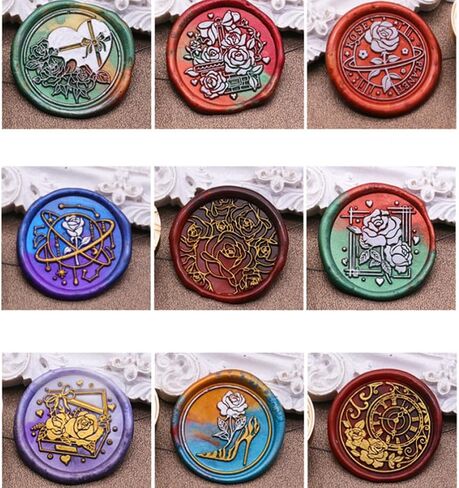 Wax Seal Stamp Kit, ONWINPOR 6pcs Rose Flower Wax Stamp Set Rose Sealing Stamp No Handle, Great DIY Sealing Wax Tools for Invitation Envelope Gift Wrapping (KIT01) in Saudi Arabia