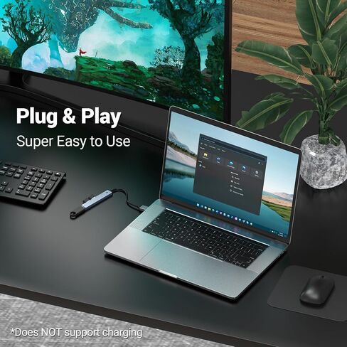 USB C HUB, USB C HUB, OBERSTER USB 3.0 Adapter HUB, Ultra Slim Portable Data Hub, 4 in 1 USB C HUB with USB 3.0, 3 USB 2.0 Compatible with Windows, macOS, Linux, Chrome OS Systems(Aluminium housing) in Saudi Arabia