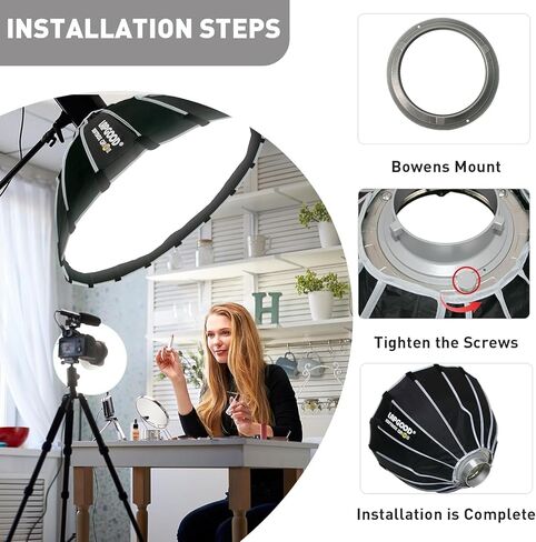 Softbox QR60II Foldable Bowens Mount Softbox, with Honeycomb Grid deep Paraboloid Surface & Carrying Bag in Kuwait