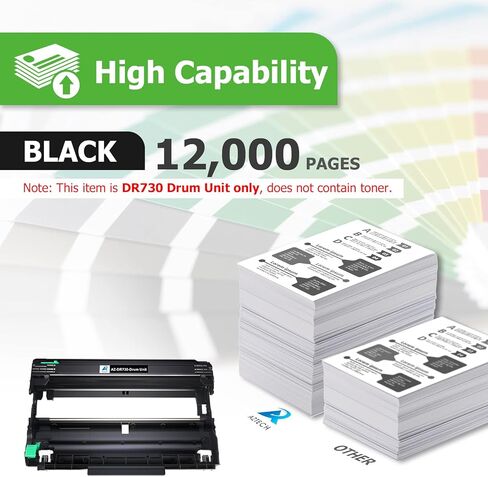 استبدال وحدة الطبل المتوافقة مع Aztech لـ Brother DR730 DR-730 DR 730 لطابعة MFC-L2710DW MFC-L2750DW HL-L2395DW HL-L2370DW HL-L2350DW HL-L2390DW DCP-L2550DW MFC-L2750DWXL (أسود 2 حزمة) in Kuwait