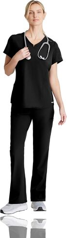 BARCO Skechers Vitality Aura Scrub Top for Women - Curved V-Neck Medical Top, 3 Pockets, 4-Way Stretch Women's Scrub Top in Saudi Arabia