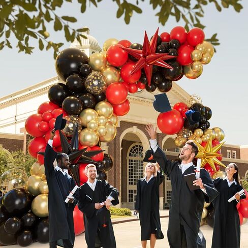 Bonropin 161pcs Black and Gold Balloons Garland Arch Kit with Explosion Star Balloons, 5/10/12/18in Black Gold Confetti Latex Balloons for Anniversary Birthday Party 2024 Graduation Decorations in Kuwait