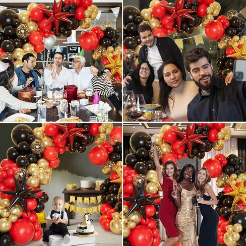 Bonropin 161pcs Black and Gold Balloons Garland Arch Kit with Explosion Star Balloons, 5/10/12/18in Black Gold Confetti Latex Balloons for Anniversary Birthday Party 2024 Graduation Decorations in Kuwait