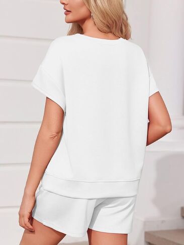 Imily Bela Womens 2 Piece Lounge Sets Summer Short Sleeve Tops and Shorts Set Airport Travel Outfits in Kuwait