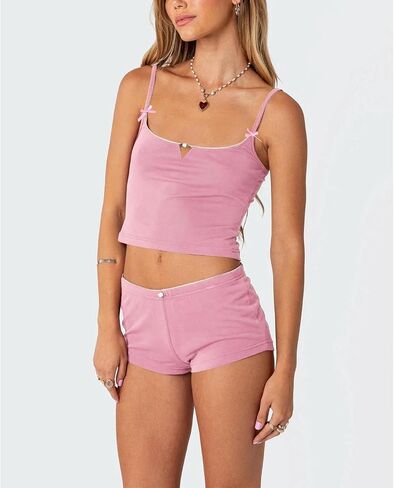 Women Two Pieces Outfit Sets Y2k Cami Top High Waist Shorts Pajama Sets Sleepwear Summer Clothes Streetwear in Saudi Arabia