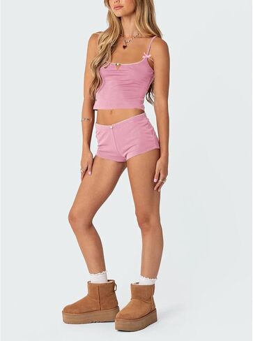 Women Two Pieces Outfit Sets Y2k Cami Top High Waist Shorts Pajama Sets Sleepwear Summer Clothes Streetwear in Saudi Arabia