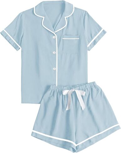LYANER Women's Modal Pajamas Set Pocket Short Sleeve Shirt with Shorts Set PJS Sleepwear Loungwear in Saudi Arabia
