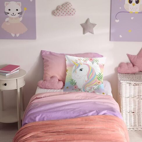MUSOLEI Unicorn Pillow Cover,18x18 Pack of 2 Square Soft Unicorn Pillow Cases with Zipper Unicorn Nursery Decor Girl Bedroom Decor Unicorn Room Decor for Girls Couch Sofa Living Room in Saudi Arabia