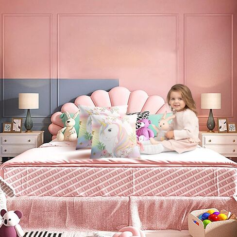 MUSOLEI Unicorn Pillow Cover,18x18 Pack of 2 Square Soft Unicorn Pillow Cases with Zipper Unicorn Nursery Decor Girl Bedroom Decor Unicorn Room Decor for Girls Couch Sofa Living Room in Saudi Arabia