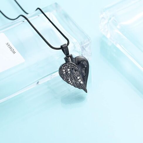 Cremation Necklace Stainless Steel Angel Wings Jewelry with Heart Cremation Urn Jewelry Necklace Gift for Women Girls in Saudi Arabia