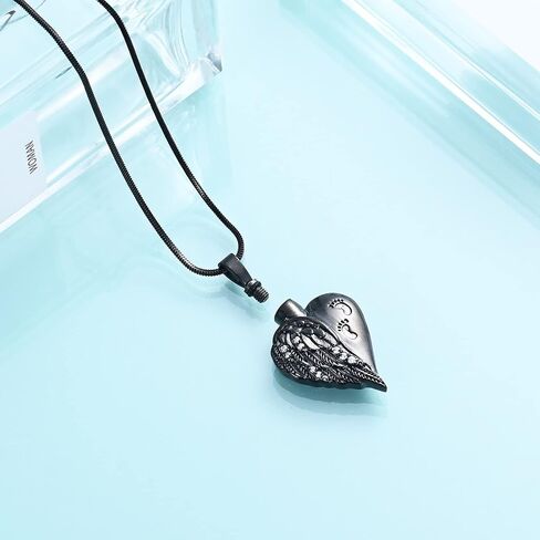 Cremation Necklace Stainless Steel Angel Wings Jewelry with Heart Cremation Urn Jewelry Necklace Gift for Women Girls in Saudi Arabia