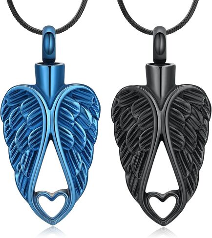 Cremation Necklace Stainless Steel Angel Wings Jewelry with Heart Cremation Urn Jewelry Necklace Gift for Women Girls in Saudi Arabia