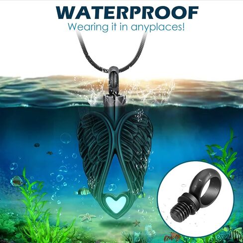 Cremation Necklace Stainless Steel Angel Wings Jewelry with Heart Cremation Urn Jewelry Necklace Gift for Women Girls in Saudi Arabia