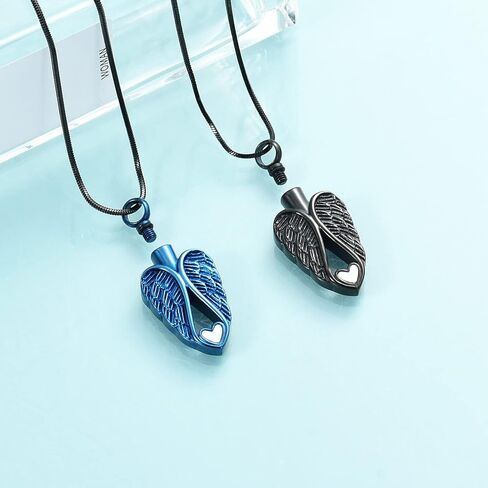 Cremation Necklace Stainless Steel Angel Wings Jewelry with Heart Cremation Urn Jewelry Necklace Gift for Women Girls in Saudi Arabia