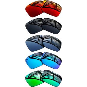 5 Pairs Replacement Lenses for Oakley Holbrook OO9102 / Holbrook Asian Fit (AF) OO9244 Sunglasses - Solid Black+Emerald+Ice Blue+Fire Red+Titanium
