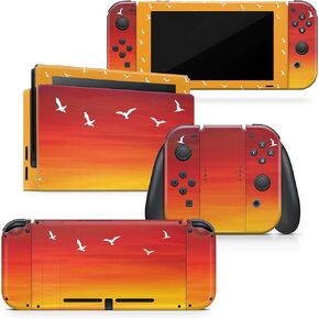 Tacky Design Sunset Skin Compatible with Nintendo Switch Skin - Premium Vinyl 3M Orange Stickers Set - Switch Skin Compatble with Joy Con, Console, Dock - Decal Full Wrap