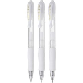 Pilot G2 Retractable Pastel Gel Ink Rollerball Pens, Fine Point 0.7mm, White, 3 Count
