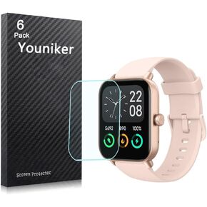 6 Pack Compatible with Tensky IDW19 1.8" Smart Watch Screen Protector Film for Hoowel IDW19 1.8 Inch Smartwatch Screen Protectors Foils Screen Cover Crystal Clear HD Anti-Scratch
