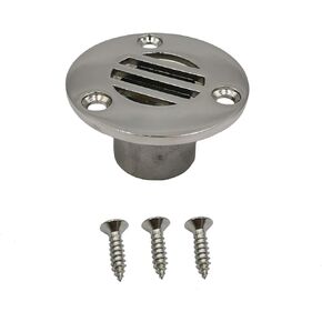 Boat Drain Floor Deck Drainage Cover Plug Scupper 1.8 x 0.88 Inch for Yacht Thru Hull Marine 316 Stainless Steel with Screws