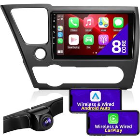 for Honda Civic 2013 2014 2015 Android Car Radio Compatible with Wireless Carplay Android Auto 8core 1280X720 Touch Screen Stereo Bluetooth FM/AM GPS WiFi Navigation Multimedia Player Head Unit