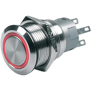 BEP 80-511-0001-00, Push-Button On/Off 12V Red LED (Pack of 5 pcs)