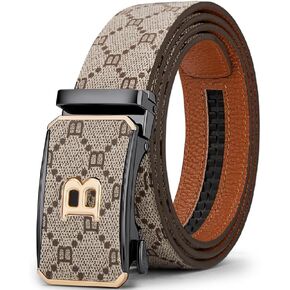 VANNANBA Designer Ratchet Belt for Men Leather Casual Fashion Sliding Removable Dress Adjustable Automatic Buckle