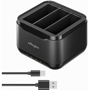 Fast Battery Charger Hub for Insta360 Ace/Ace Pro, 3 Channel Battery Charging Storage Station for 360 Ace/Ace Pro with Micro SD Card Slot, Type-C Quick Charge Battery Charging Case