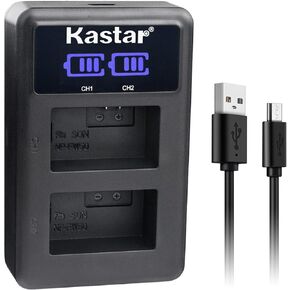 Kastar NP-FW50 LED2 USB Battery Charger Compatible with Sony NP-FW50, W Series Battery, Sony BC-VW1, BC-TRW Charger, VG-C1EM, VG-C2EM Grip, Sony ZV-E10, Alpha a6500, a6300, a6000 Camera
