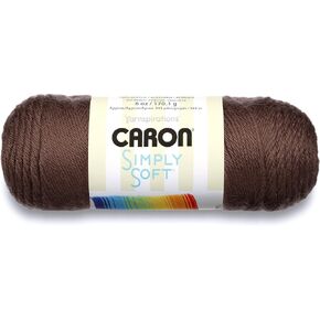 Caron Simply Soft Solids Yarn, 6oz, Gauge 4 Medium, 100% acrylic - Brown - Machine Wash & Dry