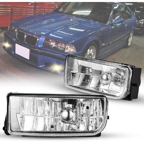 Fog Lights Lamps for 1992 1993 1994 1995 1996 1997 1998 1999 BMW (M3 E36) 318i 318is 318ti 320i 323i 323is 325i 325is 328i 328is 3 Series Original Design, 1 Pair, w/H1 Bulbs (Clear Lens)