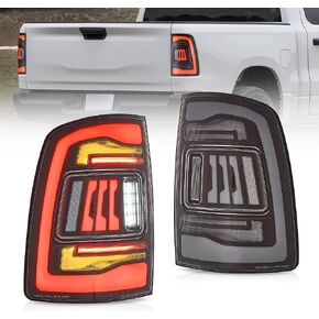 VLAND Tail Lights Compatible with 4th Gen Dodge Ram 1500 2009-2018 Ram 2500/3500 2010-2018, Rear Lights w/Startup Animation w/Amber Sequential, Fit Led/Halogen Models One Set Color Clear