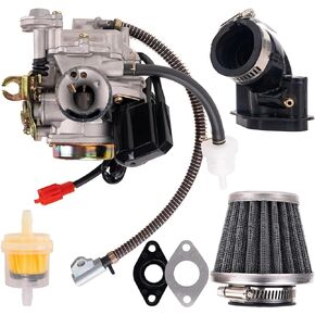 مجموعة المكربن ​​BlueStars 50CC GY6 4 السكتة الدماغية - تناسب 49cc 50cc 80cc 139QMB 139QMA PD18J 4 السكتة الدماغية محرك سكوتر الدراجة ATV - مع مشعب السحب، فلتر الهواء، فلتر الوقود، المشبك، مجموعة الحشيات