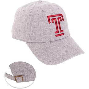 Temple University Baseball Hat TU Owls Brimmed Embroirderd Hats Cap Adjustable Cloth Strap Adult (Style D) Grey
