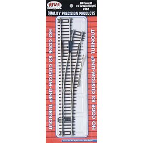 Code 83 Nickel Silver #4 Custom-Line Turnout Right HO Scale Atlas Trains