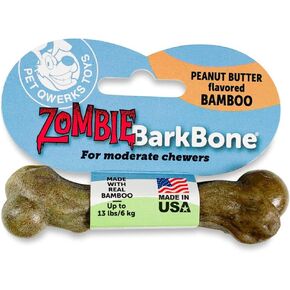 Pet Qwerks Zombie BarkBone - Bamboo BarkBone for Moderate Chewers - Peanut Butter Flavor - 4" in Kuwait