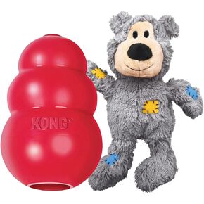 KONG Classic & Wild Knots Bear Combo Pack - Unique & Fun Dog Toys for Hours of Play - Classic Toy Can Be Stuffed with Dog Treats - for Medium Dogs