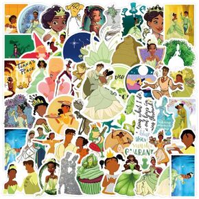 65Pcs Princess and The Frog Stickers Pack, Vinyl Waterproof Sticker Decals for Water Bottle,Laptop,Phone,Scrapbooking,Journaling Gifts for Adults Teens Kids for Party Supply Favor Decor…