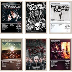 My Chemical Romance Poster Rock Band Album Cover Posters for Room Aesthetic HD Print Music Wall Art Girl and Boy Teens Dorm Decor Set of 6 8in x 12in Unframed
