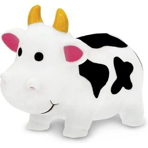 DolliBu Cow Bath Buddy Squirter - Floating White Cow Rubber Bath Toy, Fun Water Squirting Bathtime Play for Toddlers, Cute Farm & Barn Animal Toy for The Bathtub, Beach, & Pool for Girls & Boys