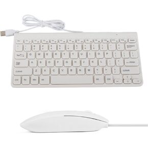 Wired Keyboard and Mouse, Ultra-Thin USB Keyboard Optical Mouse Mice Set ComboFull Size Wire Corded Keyboard Mouse Combo Set with Number Pad for Laptop,PC,Desktop(White)
